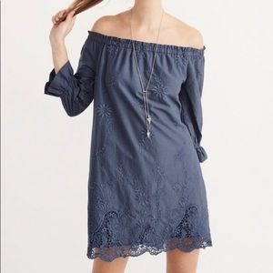 Abercrombie & Fitch Boho Floral Embroidered Off Shoulder Dress